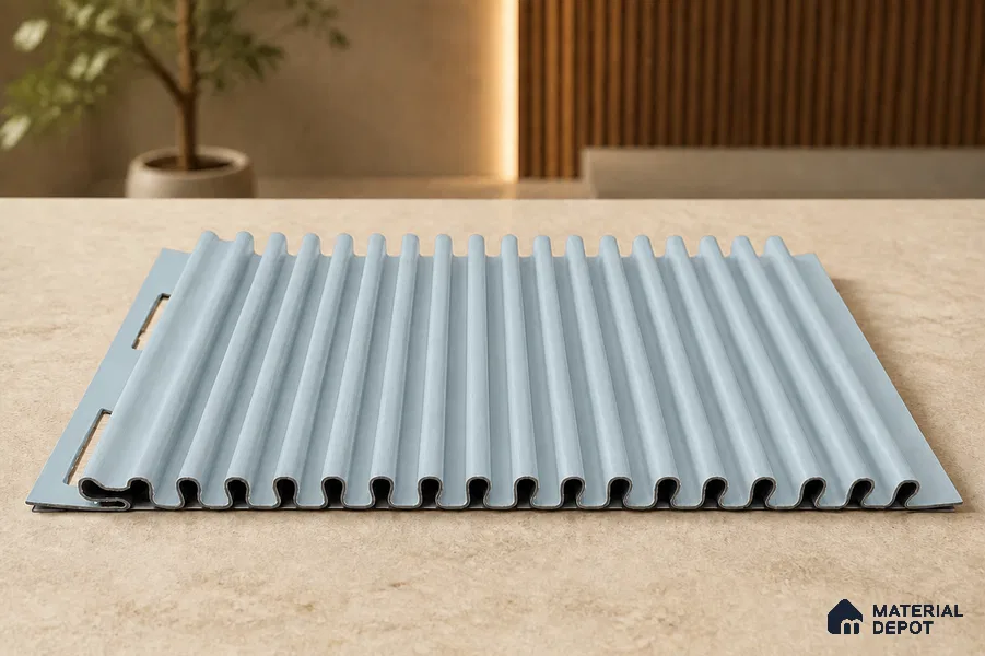 Sky Blue 10 ft x 0.68 ft (3060x208 mm) Curve Design Interior & Exterior Wall & Ceiling Panel - 10 mm | Suitable for Balcony, Facade & Open Area | Width is Subjected to 5% Variation