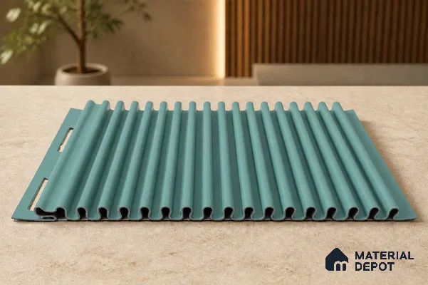 Steel Blue 10 ft x 0.68 ft (3060x208 mm) Curve Design Interior & Exterior Wall & Ceiling Panel - 10 mm | Suitable for Balcony, Facade & Open Area | Width is Subjected to 5% Variation