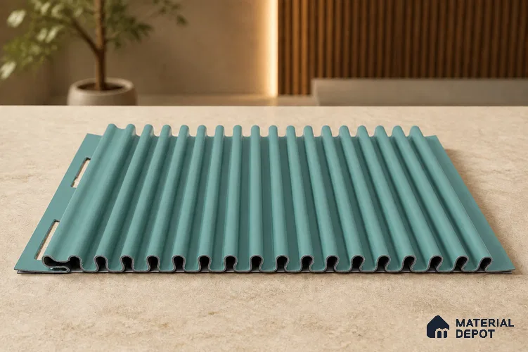 Steel Blue 10 ft x 0.68 ft (3060x208 mm) Curve Design Interior & Exterior Wall & Ceiling Panel - 10 mm | Suitable for Balcony, Facade & Open Area | Width is Subjected to 5% Variation