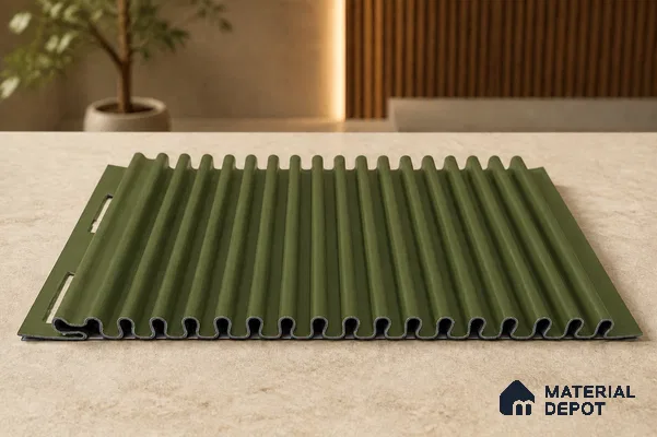 Forest Green 10 ft x 0.68 ft (3060x208 mm) Curve Design Interior & Exterior Wall & Ceiling Panel - 10 mm | Suitable for Balcony, Facade & Open Area | Width is Subjected to 5% Variation