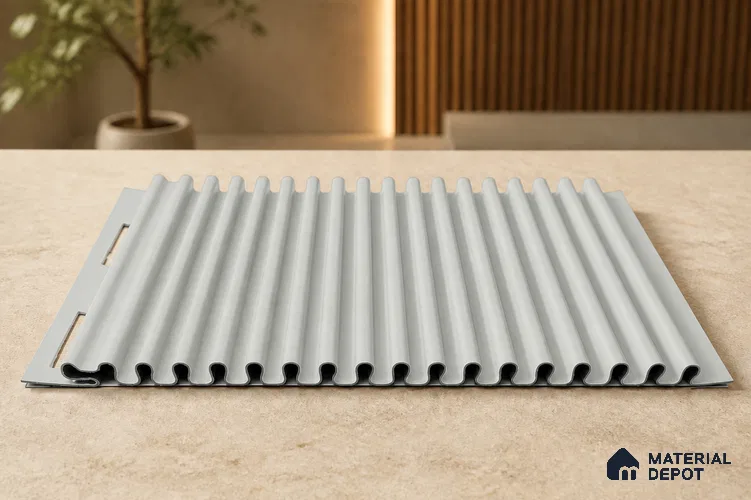 Light Grey 10 ft x 0.68 ft (3060x208 mm) Curve Design Interior & Exterior Wall & Ceiling Panel - 10 mm | Suitable for Balcony, Facade & Open Area | Width is Subjected to 5% Variation