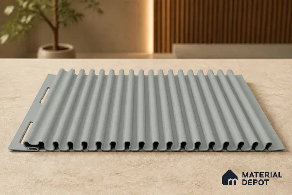 Cloud Grey 10 ft x 0.68 ft (3060x208 mm) Curve Design Interior & Exterior Wall & Ceiling Panel - 10 mm | Suitable for Balcony, Facade & Open Area | Width is Subjected to 5% Variation