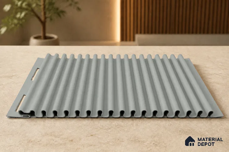 Cloud Grey 10 ft x 0.68 ft (3060x208 mm) Curve Design Interior & Exterior Wall & Ceiling Panel - 10 mm | Suitable for Balcony, Facade & Open Area | Width is Subjected to 5% Variation