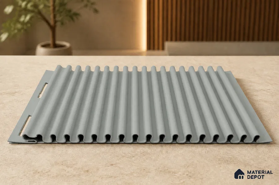 Cloud Grey 10 ft x 0.68 ft (3060x208 mm) Curve Design Interior & Exterior Wall & Ceiling Panel - 10 mm | Suitable for Balcony, Facade & Open Area | Width is Subjected to 5% Variation