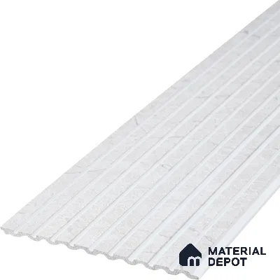 White Stone Look Charcoal Louver/Panel 9.5 ft x 6 inch - 6 mm | Ideal for Feature Wall, Living Room, Bedroom, Home, TV Unit | PN 07113