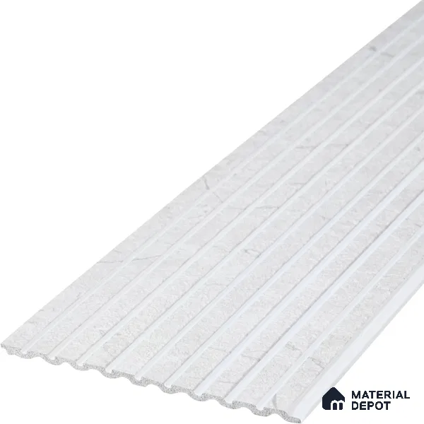 White Stone Look Charcoal Louver/Panel 9.5 ft x 6 inch - 6 mm | Ideal for Feature Wall, Living Room, Bedroom, Home, TV Unit | PN 07113
