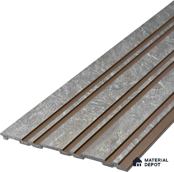 Beige Stone Look Charcoal Louver/Panel 9.5 ft x 6 inch - 6 mm | Ideal for Feature Wall, Living Room, Bedroom, Home, TV Unit | PN 07126