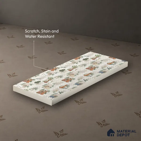 Beige Digital look LM 23935 Vrindavana Pichwai Art 8 ft x 4 ft Texture Finish Decorative Laminate - 1 mm | Suitable for Living room,TV Unit, Highlighter Wall, Wardrobe, Feature Wall