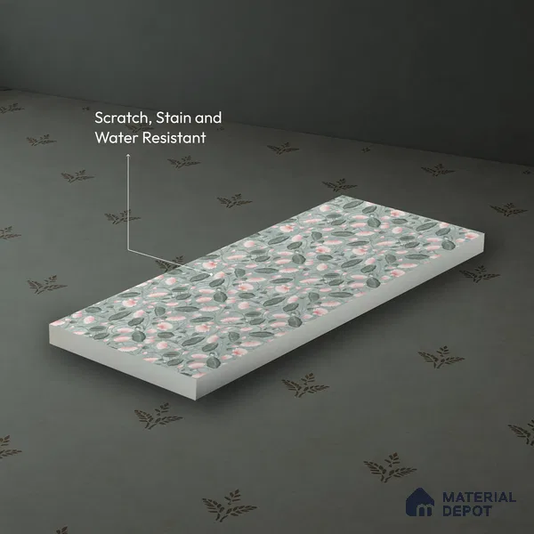 Grey Digital look LM 23937 Kamalam Pichwai Art 8 ft x 4 ft Texture Finish Decorative Laminate - 1 mm | Suitable for Living room,TV Unit, Highlighter Wall, Wardrobe, Feature Wall