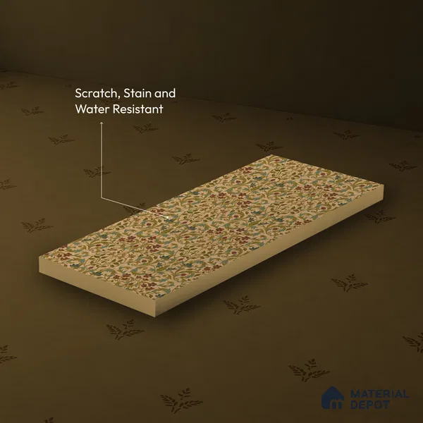 Brown Digital look LM 23938 Fulkari Mughal Floral Art 8 ft x 4 ft Texture Finish Decorative Laminate - 1 mm | Suitable for Living room,TV Unit, Highlighter Wall, Wardrobe, Feature Wall