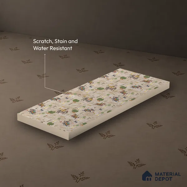 Beige Digital look LM 23940 Abhyaranya Miniature Traditions 8 ft x 4 ft Texture Finish Decorative Laminate - 1 mm | Suitable for Living room,TV Unit, Highlighter Wall, Wardrobe, Feature Wall