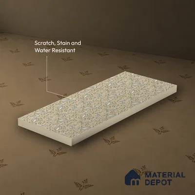Beige Digital look LM 23945 Morchitra Kalamkari Art 8 ft x 4 ft Texture Finish Decorative Laminate - 1 mm | Suitable for Living room,TV Unit, Highlighter Wall, Wardrobe, Feature Wall