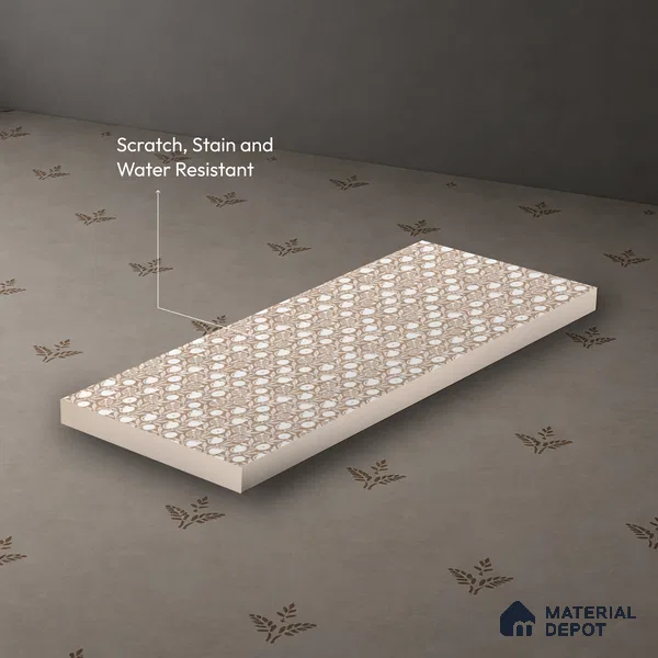 Brown Digital look LM 23947 Anarika Kalamkari Art 8 ft x 4 ft Texture Finish Decorative Laminate - 1 mm | Suitable for Living room,TV Unit, Highlighter Wall, Wardrobe, Feature Wall