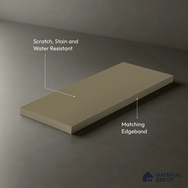 Grey Abstract look Ferrero 1E240 HCO Soft Sandstone Beige 8 ft x 4 ft Honey Comb Finish Decorative Laminate - 1 mm | Matching E3 Edgeband Code - (1054)