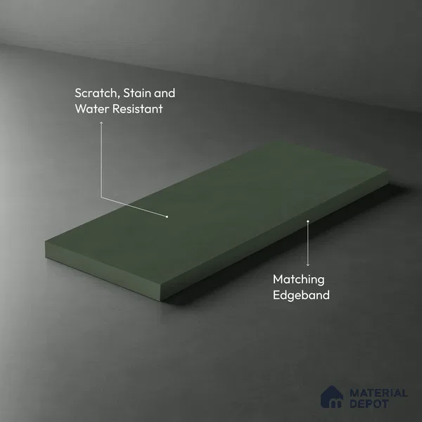 Green Wave look Ferrero 1E236 PO Deep Sage Green 8 ft x 4 ft Pomel Finish Decorative Laminate - 1 mm | Matching Prism Edgeband Code - (10188)