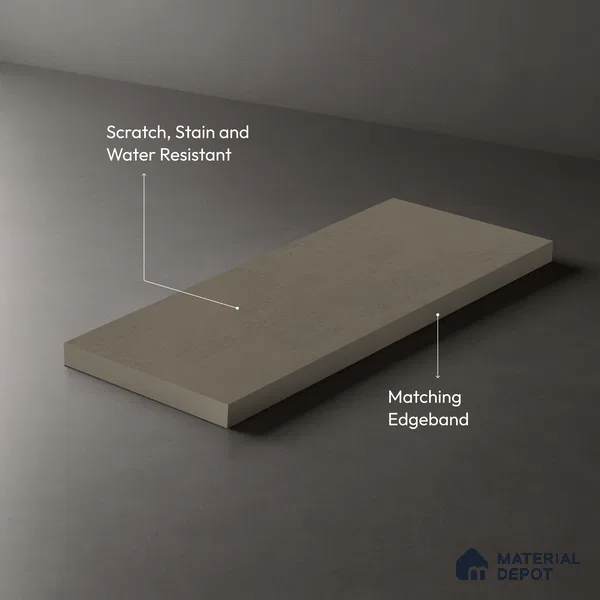 Grey Cement look Ferrero 1E241 PL Soft Cement Grey 8 ft x 4 ft Plaster Finish Decorative Laminate - 1 mm | Matching Rehau Edgeband Code - (75709)