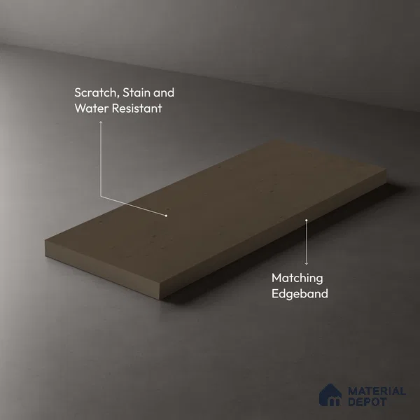 Brown Cement look Ferrero 1E233 CM Earthy Walnut Brown 8 ft x 4 ft Cemento Finish Decorative Laminate - 1 mm | Matching Prism Edgeband Code - (10150)