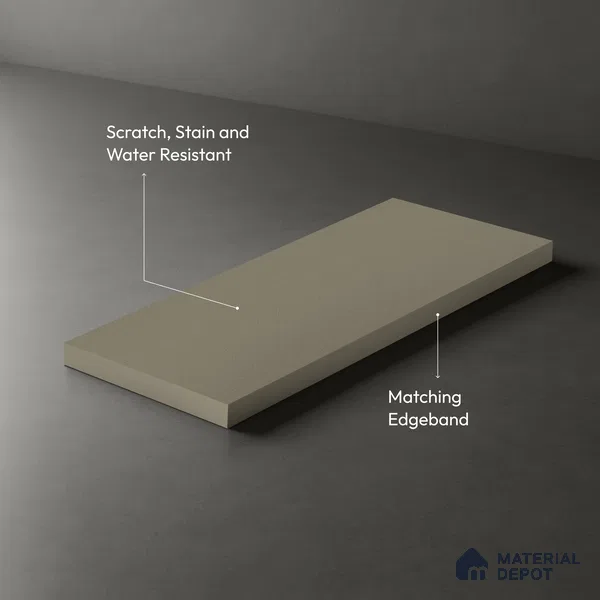 Grey Solid Colors look Ferrero 1E162 PU Frosted Silver Grey 8 ft x 4 ft PU Finish Decorative Laminate - 1 mm | Suitable for Living Room, Kitchen, Office | Matching E3 Edgeband Code - (1004)