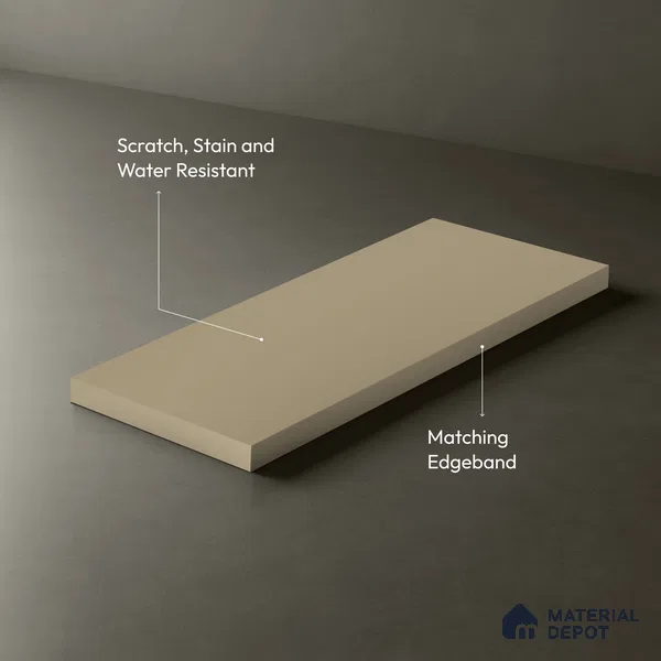 Cream Solid Colors look Ferrero 1E203 SMT Soft Vanilla Cream 8 ft x 4 ft Satin Matt Finish Decorative Laminate - 1 mm | Suitable for Living Room, Kitchen, Office | Matching E3 Edgeband Code - (1033)