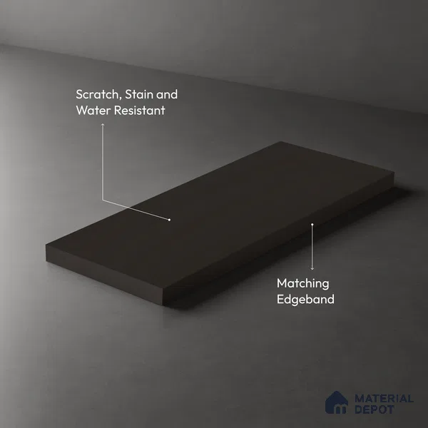 Brown Solid Colors look Ferrero 1E169 SMT Charcoal Shadow Grey 8 ft x 4 ft Satin Matt Finish Decorative Laminate - 1 mm | Suitable for Living Room, Kitchen, Office | Matching Prism Edgeband Code - (10155)