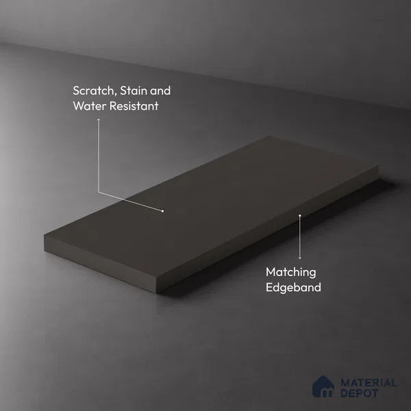 Grey Solid Colors look Ferrero 1E186 SMT Smoky Plum Blue 8 ft x 4 ft Satin Matt Finish Decorative Laminate - 1 mm | Suitable for Living Room, Kitchen, Office | Matching Edgeband Code - (10158)