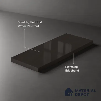 Grey Solid Colors look Ferrero 1E169 HGL Steel Graphite Grey 8 ft x 4 ft High Gloss Finish Decorative Laminate - 1 mm | Suitable for Living Room, Kitchen, Office | Matching E3 Edgeband Code - (1050 HG)