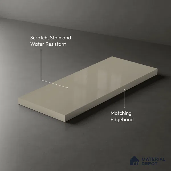 Grey Solid Colors look Ferrero 1E162 HGL Frosted Silver Grey 8 ft x 4 ft High Gloss Finish Decorative Laminate - 1 mm | Suitable for Living Room, Kitchen, Office | Matching E3 Edgeband Code - (1054 HG)