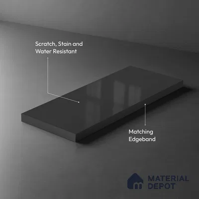 Grey Solid Colors look Ferrero 1E187 HGL Smoky Amethyst Blue 8 ft x 4 ft High Gloss Finish Decorative Laminate - 1 mm | Suitable for Living Room, Kitchen, Office | Matching E3 Edgeband Code - (1036)