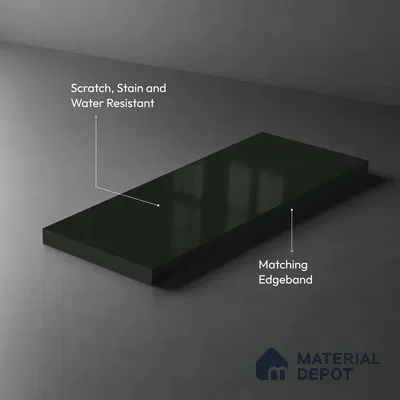 Green Solid Colors look Ferrero 1E209 HGL Charcoal Green 8 ft x 4 ft High Gloss Finish Decorative Laminate - 1 mm | Suitable for Living Room, Kitchen, Office | Matching Square One Edgeband Code - (2024)