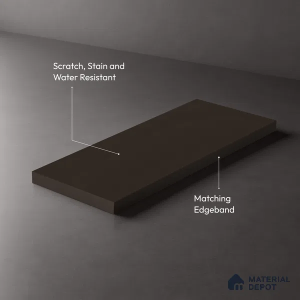 Brown Solid Colors look Ferrero 1E225 SF Charcoal Earth Gray 8 ft x 4 ft Suede Finish Decorative Laminate - 1 mm | Suitable for Living Room, Kitchen, Office | Matching E3 Edgeband Code - (1019)
