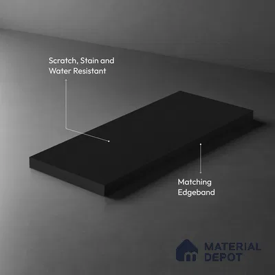 Brown Solid Colors look Ferrero 1E190 SF Midnight Graphite Grey 8 ft x 4 ft Suede Finish Decorative Laminate - 1 mm | Suitable for Living Room, Kitchen, Office | Matching E3 Edgeband Code - (1006)