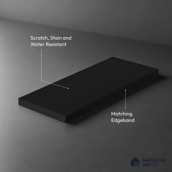 Brown Solid Colors look Ferrero 1E190 SF Midnight Graphite Grey 8 ft x 4 ft Suede Finish Decorative Laminate - 1 mm | Suitable for Living Room, Kitchen, Office | Matching E3 Edgeband Code - (1006)