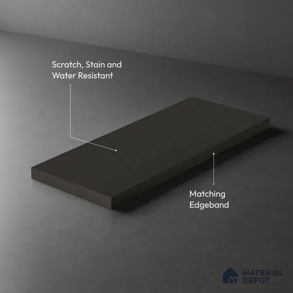 Charcoal Black Fluted Solid Color Look WMF 504 8 ft x 4 ft Texture Finish Decorative Laminate - 1 mm | Suitable for TV Unit, Wardrobe, Kitchen Cabinets