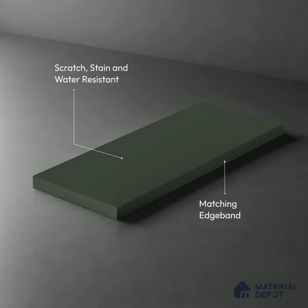 Sage Green Fluted Solid Color Look LM 23698 G 8 ft x 4 ft Texture Finish Decorative Laminate - 1 mm | Suitable for TV Unit, Wardrobe, Kitchen Cabinets