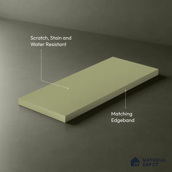 Pistachio Green Fluted Solid Color Look WMF 929 8 ft x 4 ft Texture Finish Decorative Laminate - 1 mm | Suitable for TV Unit, Wardrobe, Kitchen Cabinets
