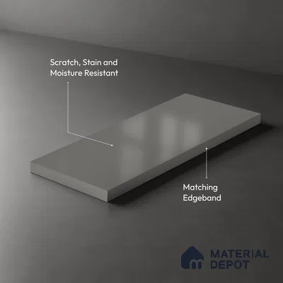 Light Grey Solid Colors Look WU 920 8 ft x 4 ft PU Finish Decorative Laminate - 1 mm | Suitable for Living Room, Kitchen, Office