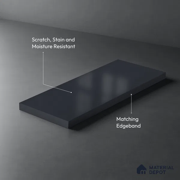 Midnight Blue Solid Colors Look WU 948 8 ft x 4 ft PU Finish Decorative Laminate - 1 mm | Suitable for Living Room, Kitchen, Office