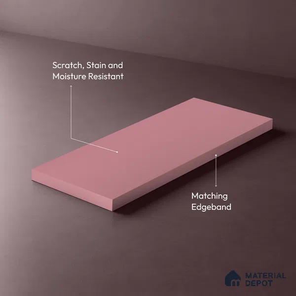 Rosewood Pink Solid Colors Look SMT 909 8 ft x 4 ft Super Matte Finish Decorative Laminate - 1 mm | Suitable for Living Room, Kitchen, Office