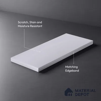 White Solid Colors Look SMT 901 8 ft x 4 ft Super Matte Finish Decorative Laminate - 1 mm | Suitable for Living Room, Kitchen, Office
