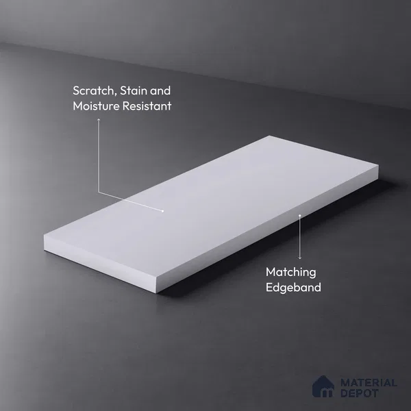 White Solid Colors Look SMT 901 8 ft x 4 ft Super Matte Finish Decorative Laminate - 1 mm | Suitable for Living Room, Kitchen, Office
