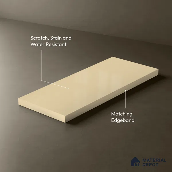 Soft Vanilla Sparkle Look GT 2 8 ft x 4 ft Glossy Finish Decorative Laminate - 1 mm | Suitable for TV Unit, Wardrobe, Kitchen Cabinets