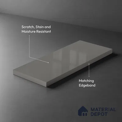 Light Grey Solid Colors Look HG 920 8 ft x 4 ft High Gloss Finish Decorative Laminate - 1 mm | Suitable for Living Room, Kitchen, Office