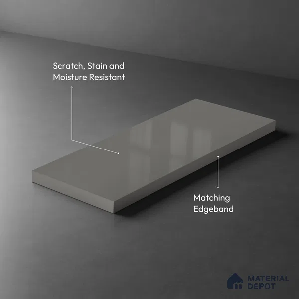 Light Grey Solid Colors Look HG 920 8 ft x 4 ft High Gloss Finish Decorative Laminate - 1 mm | Suitable for Living Room, Kitchen, Office