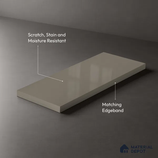 Chrome Grey Solid Colors Look HG 911 8 ft x 4 ft High Gloss Finish Decorative Laminate - 1 mm | Suitable for Living Room, Kitchen, Office