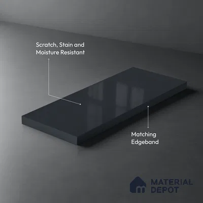 Midnight Blue Solid Colors Look HG 948 8 ft x 4 ft High Gloss Finish Decorative Laminate - 1 mm | Suitable for Living Room, Kitchen, Office