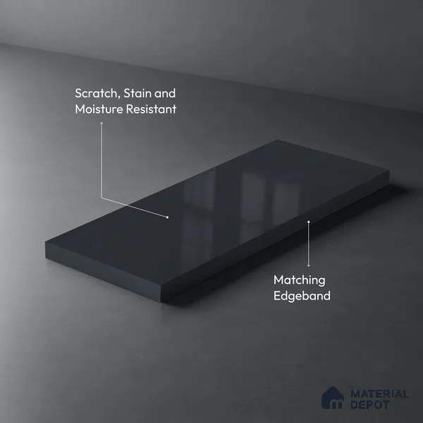 Midnight Blue Solid Colors Look HG 948 8 ft x 4 ft High Gloss Finish Decorative Laminate - 1 mm | Suitable for Living Room, Kitchen, Office