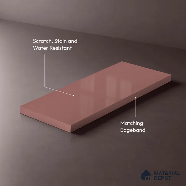 Rosewood Pink Solid Colors Look HG 909 8 ft x 4 ft High Gloss Finish Decorative Laminate - 1 mm | Suitable for Living Room, Kitchen, Office