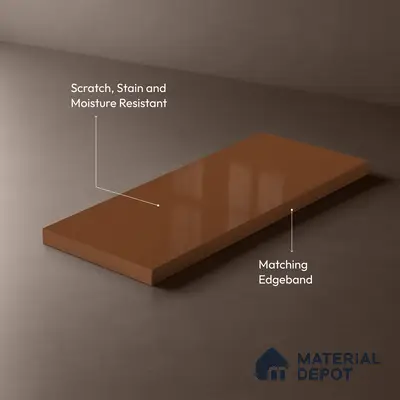 Ochre Brown Solid Colors Look HG 902 8 ft x 4 ft High Gloss Finish Decorative Laminate - 1 mm | Suitable for Living Room, Kitchen, Office