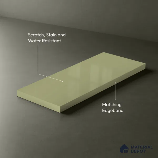 Pistachio Green Solid Colors Look HG 929 8 ft x 4 ft High Gloss Finish Decorative Laminate - 1 mm | Suitable for Living Room, Kitchen, Office