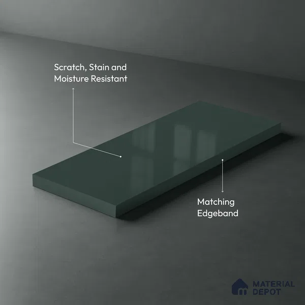 Sage Green Solid Colors Look HG 915 8 ft x 4 ft High Gloss Finish Decorative Laminate - 1 mm | Suitable for Living Room, Kitchen, Office